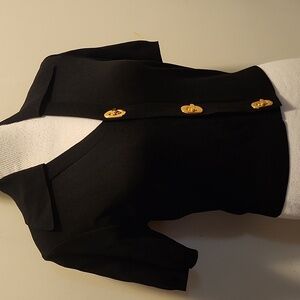 Commense cardigan Knit Gold Closures Sweater Short Sleeves Office